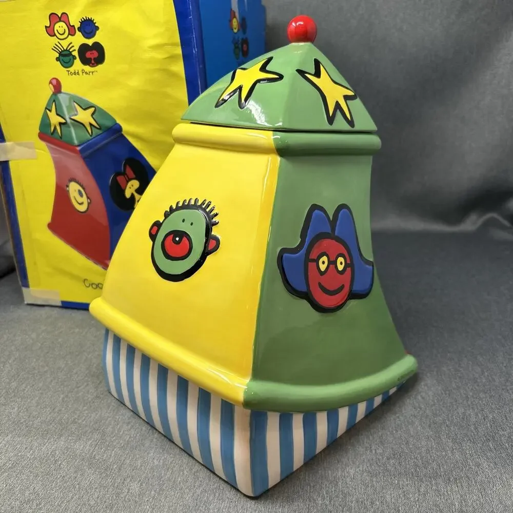Rare VTG 2000 TreasureCraft Todd Parr Childrens Book Cookie Jar Y2K Kitsch Decor